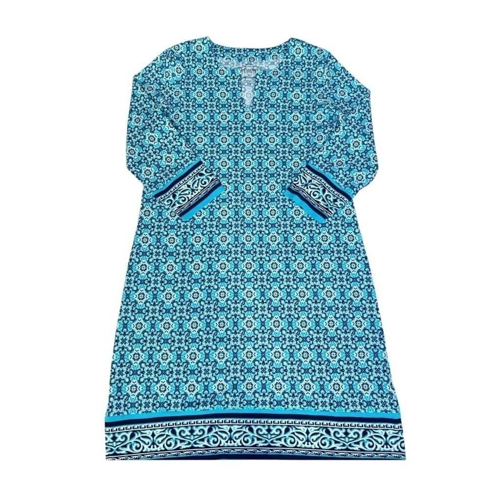 COOLIBAR Oceanside UPF 50+ Floral Medallion Print Coverup Tunic Dress Small